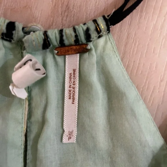 Free People XS Boho Halter Mini Dress Green Abstract Print Smocked Waist - Picture 7 of 15